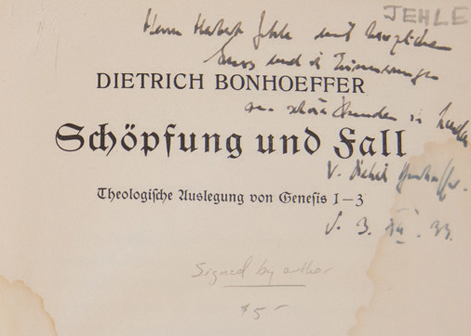 Archive Moment: Schöpfung Und Fall: Theologische Auslegung Von Genesis 1-3, by Dietrich Bonhoeffer